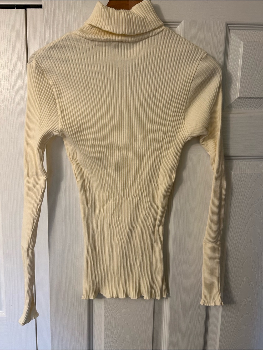 J Jill Winter White Cream Ribbed Cotton Turtleneck Sweater